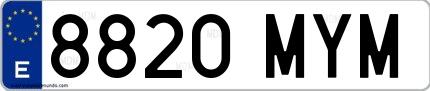 Ejemplo de matrícula española 8820 MYM