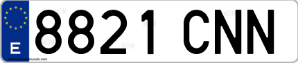 Ejemplo de matrícula de coche ordinaria 8821 CNN