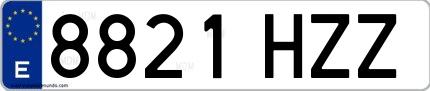 Ejemplo de matrícula española 8821 HZZ