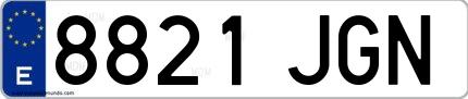 Ejemplo de matrícula española 8821 JGN