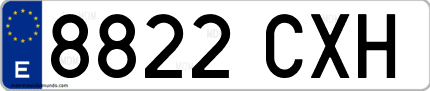 Ejemplo de matrícula de coche ordinaria 8822 CXH