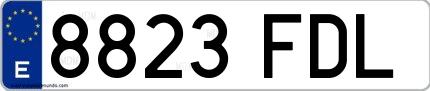Ejemplo de matrícula de coche ordinaria 8823 FDL