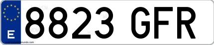 Ejemplo de matrícula española 8823 GFR
