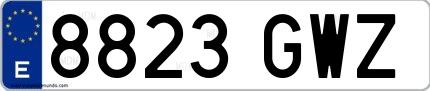 Ejemplo de matrícula española 8823 GWZ
