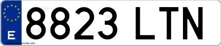 Ejemplo de matrícula española 8823 LTN
