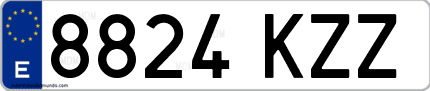 Ejemplo de matrícula de coche ordinaria 8824 KZZ