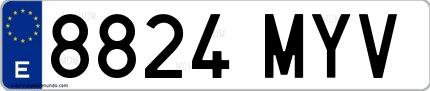 Ejemplo de matrícula española 8824 MYV