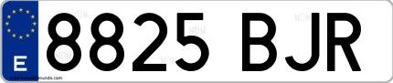 Ejemplo de matrícula española 8825 BJR