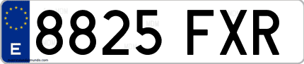 Ejemplo de matrícula de coche ordinaria 8825 FXR