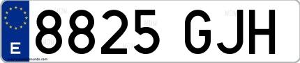 Ejemplo de matrícula española 8825 GJH