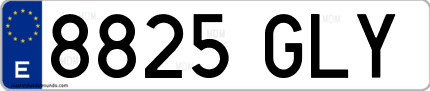 Ejemplo de matrícula de coche ordinaria 8825 GLY