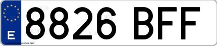 Ejemplo de matrícula española 8826 BFF