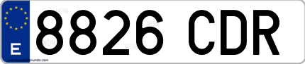 Ejemplo de matrícula de coche ordinaria 8826 CDR