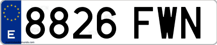 Ejemplo de matrícula de coche ordinaria 8826 FWN