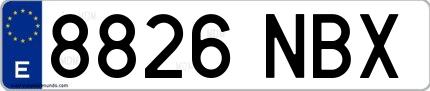 Ejemplo de matrícula española 8826 NBX