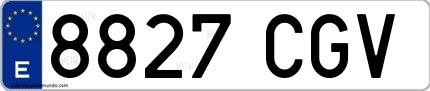 Ejemplo de matrícula española 8827 CGV