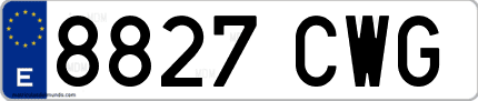 Ejemplo de matrícula de coche ordinaria 8827 CWG