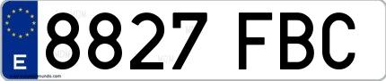 Ejemplo de matrícula española 8827 FBC