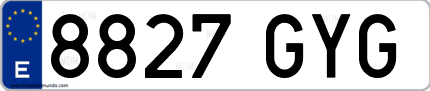 Ejemplo de matrícula de coche ordinaria 8827 GYG