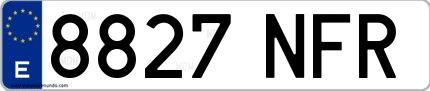 Ejemplo de matrícula española 8827 NFR