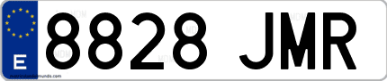Ejemplo de matrícula de coche ordinaria 8828 JMR