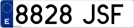 Ejemplo de matrícula de coche ordinaria 8828 JSF