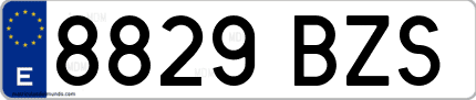 Ejemplo de matrícula de coche ordinaria 8829 BZS