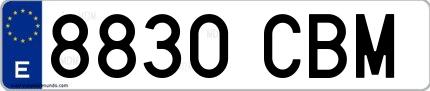 Ejemplo de matrícula española 8830 CBM