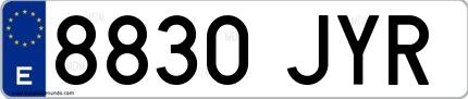 Ejemplo de matrícula española 8830 JYR