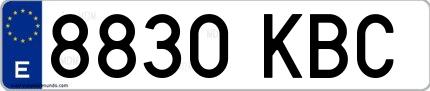 Ejemplo de matrícula española 8830 KBC