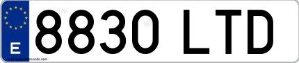 Ejemplo de matrícula española 8830 LTD