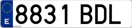 Ejemplo de matrícula española 8831 BDL