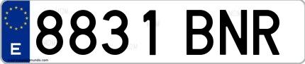 Ejemplo de matrícula española 8831 BNR