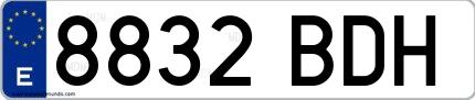 Ejemplo de matrícula española 8832 BDH