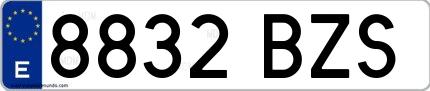 Ejemplo de matrícula española 8832 BZS
