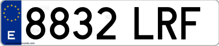Ejemplo de matrícula de coche ordinaria 8832 LRF