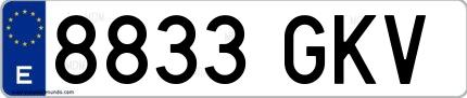 Ejemplo de matrícula española 8833 GKV