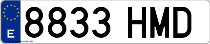 Ejemplo de matrícula de coche ordinaria 8833 HMD