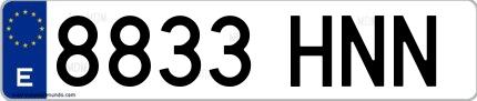 Ejemplo de matrícula española 8833 HNN