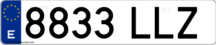 Ejemplo de matrícula de coche ordinaria 8833 LLZ