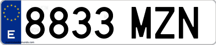 Ejemplo de matrícula de coche ordinaria 8833 MZN