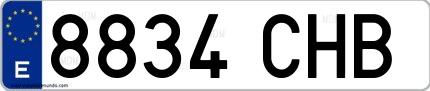 Ejemplo de matrícula española 8834 CHB
