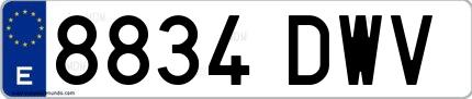 Ejemplo de matrícula española 8834 DWV