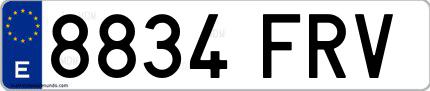 Ejemplo de matrícula española 8834 FRV