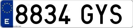 Ejemplo de matrícula española 8834 GYS