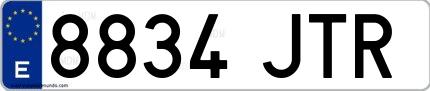 Ejemplo de matrícula española 8834 JTR
