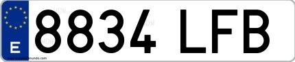 Ejemplo de matrícula española 8834 LFB
