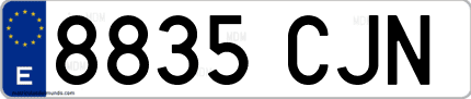 Ejemplo de matrícula de coche ordinaria 8835 CJN