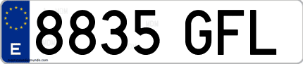 Ejemplo de matrícula de coche ordinaria 8835 GFL