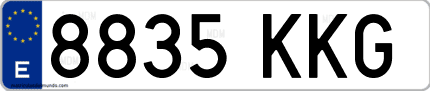 Ejemplo de matrícula de coche ordinaria 8835 KKG
